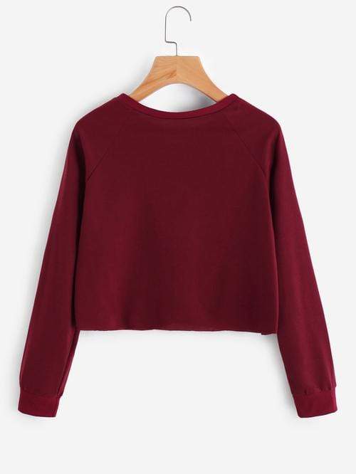 Celeste Women's Clothing Letter Print Raglan Sleeve Crop Pullover