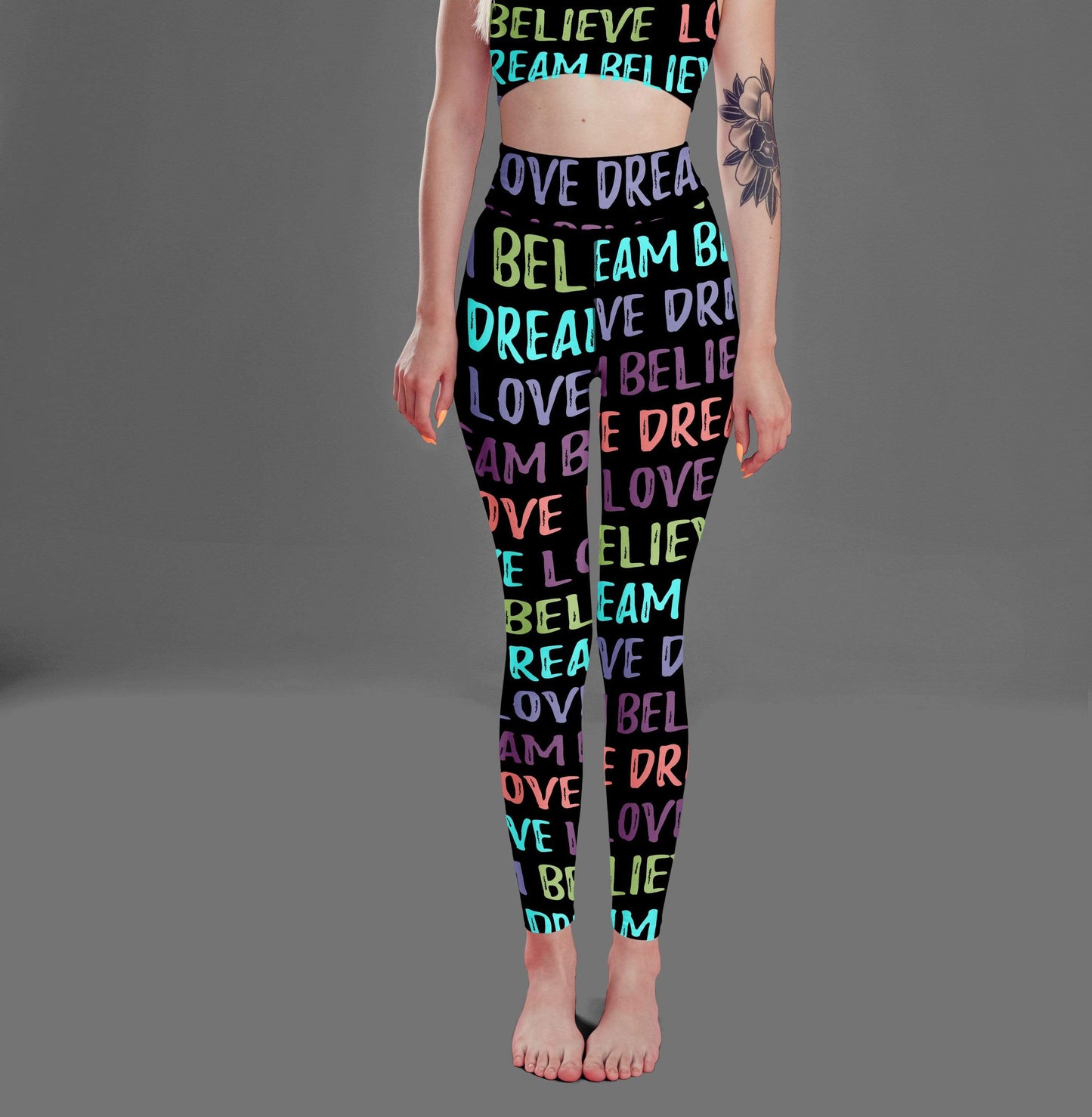 Lavender Millie Women's Clothing Love, Dream, Believe leggings, Capris and Shorts