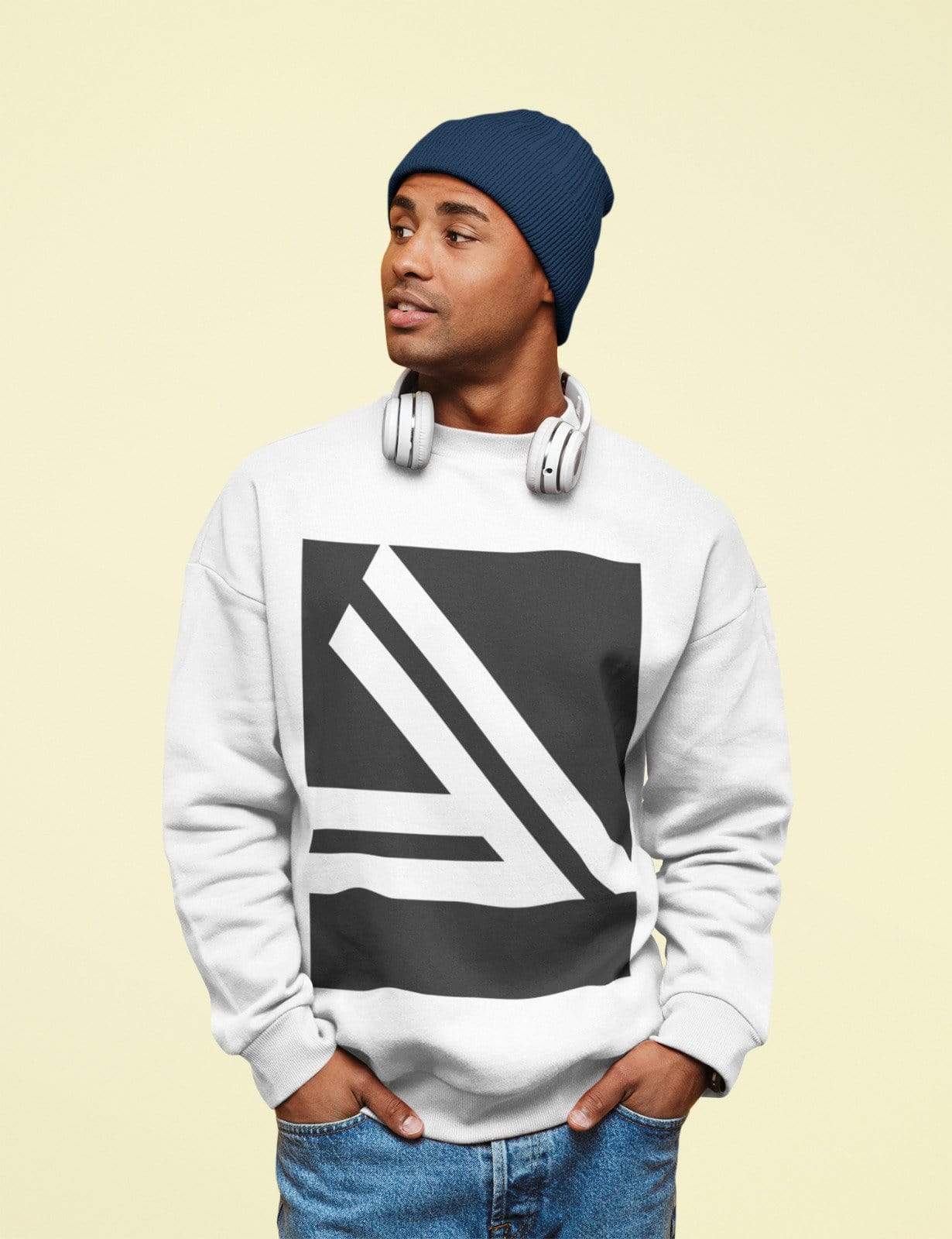 Yellow Pandora Sweaters & Hoodies Men's Double Slanted Logo Crewneck Sweatshirt