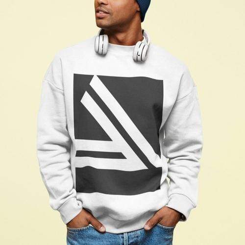 Yellow Pandora Sweaters & Hoodies 2XL / White Men's Double Slanted Logo Crewneck Sweatshirt