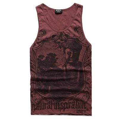 hansleii T679 brick red / M Men's Grey Casual Fitness Sleeveless Tank Top