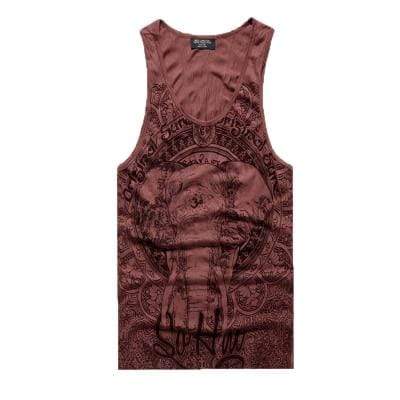 hansleii T680 dark rusty red / M Men's Grey Casual Fitness Sleeveless Tank Top