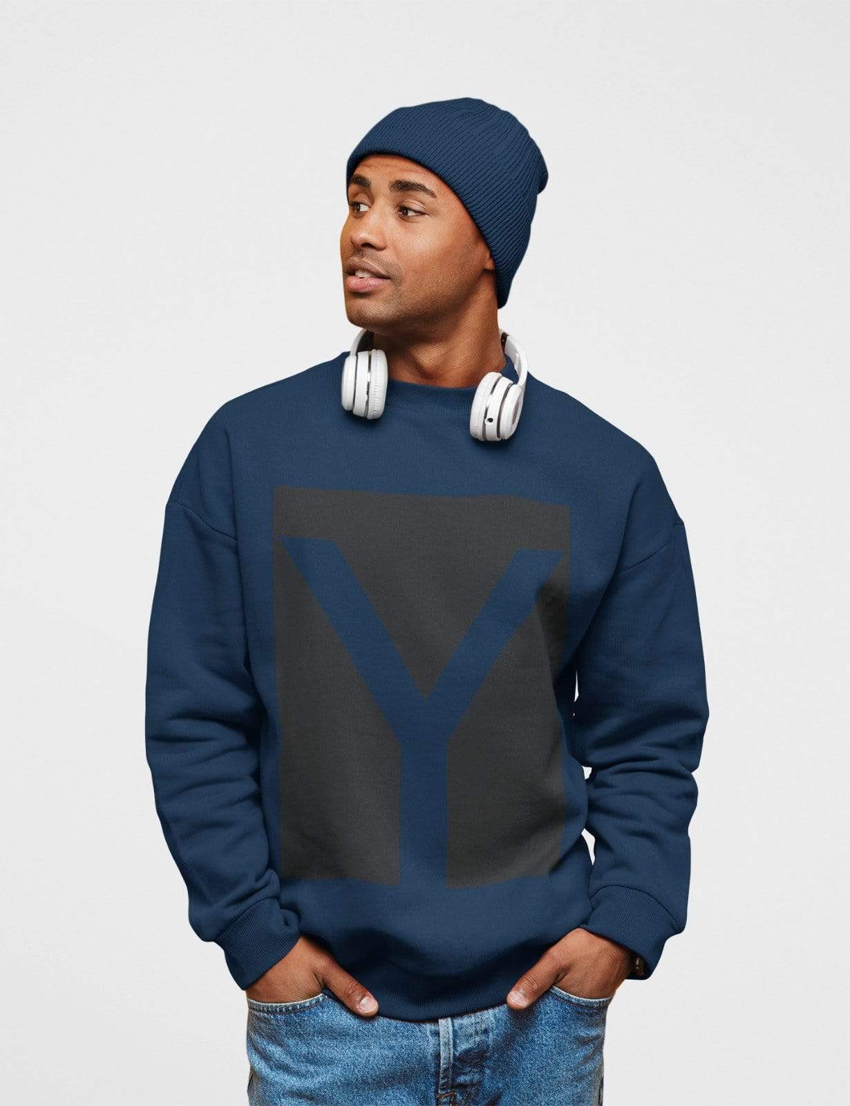 Yellow Pandora Sweaters & Hoodies Mens Y Logo Crewneck Sweatshirt
