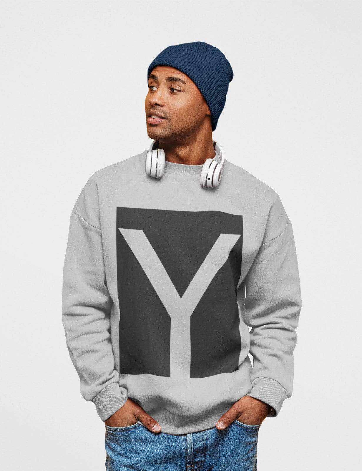 Yellow Pandora Sweaters & Hoodies Mens Y Logo Crewneck Sweatshirt