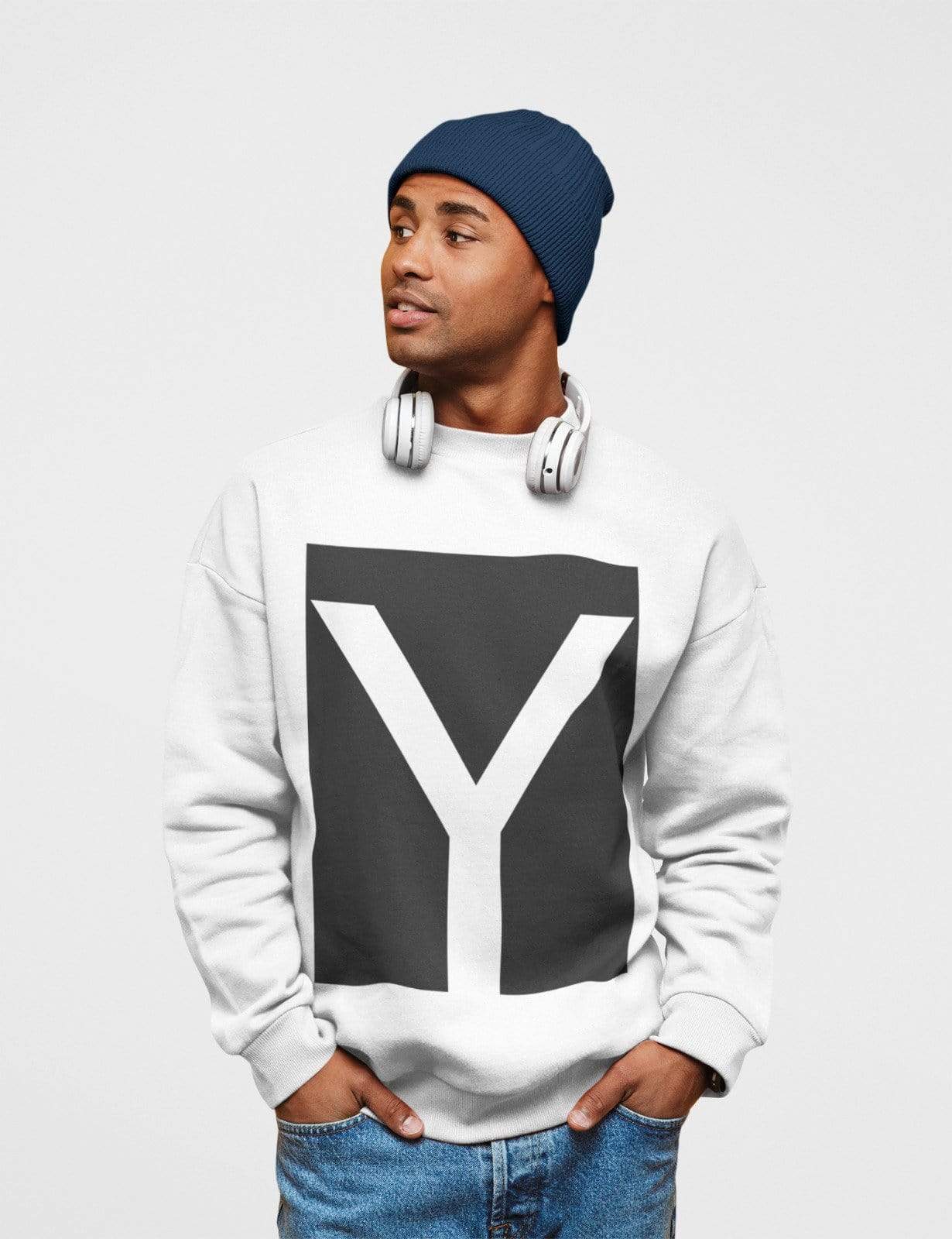 Yellow Pandora Sweaters & Hoodies Mens Y Logo Crewneck Sweatshirt