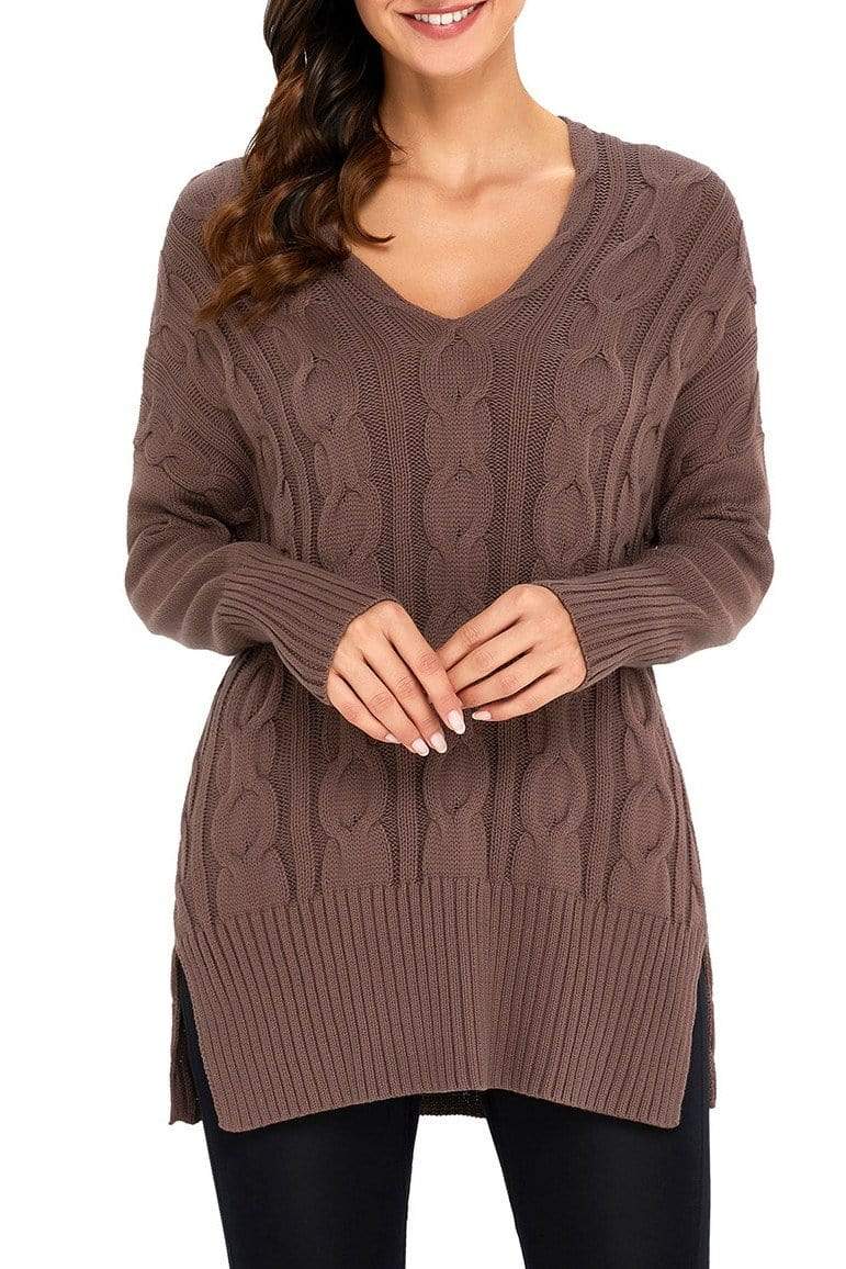 Teal Demeter Women's Clothing Mocha Oversized Cozy up Knit Sweater