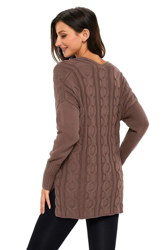 Teal Demeter Women's Clothing Mocha Oversized Cozy up Knit Sweater