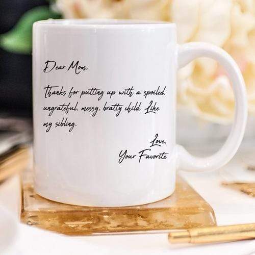 Magenta Shadow Home & Garden Mother's Day Coffee Mug - Dear Mom, Thanks 4