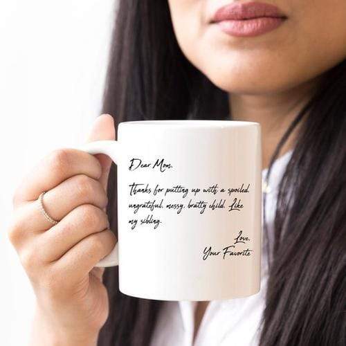 Magenta Shadow Home & Garden Mother's Day Coffee Mug - Dear Mom, Thanks 4