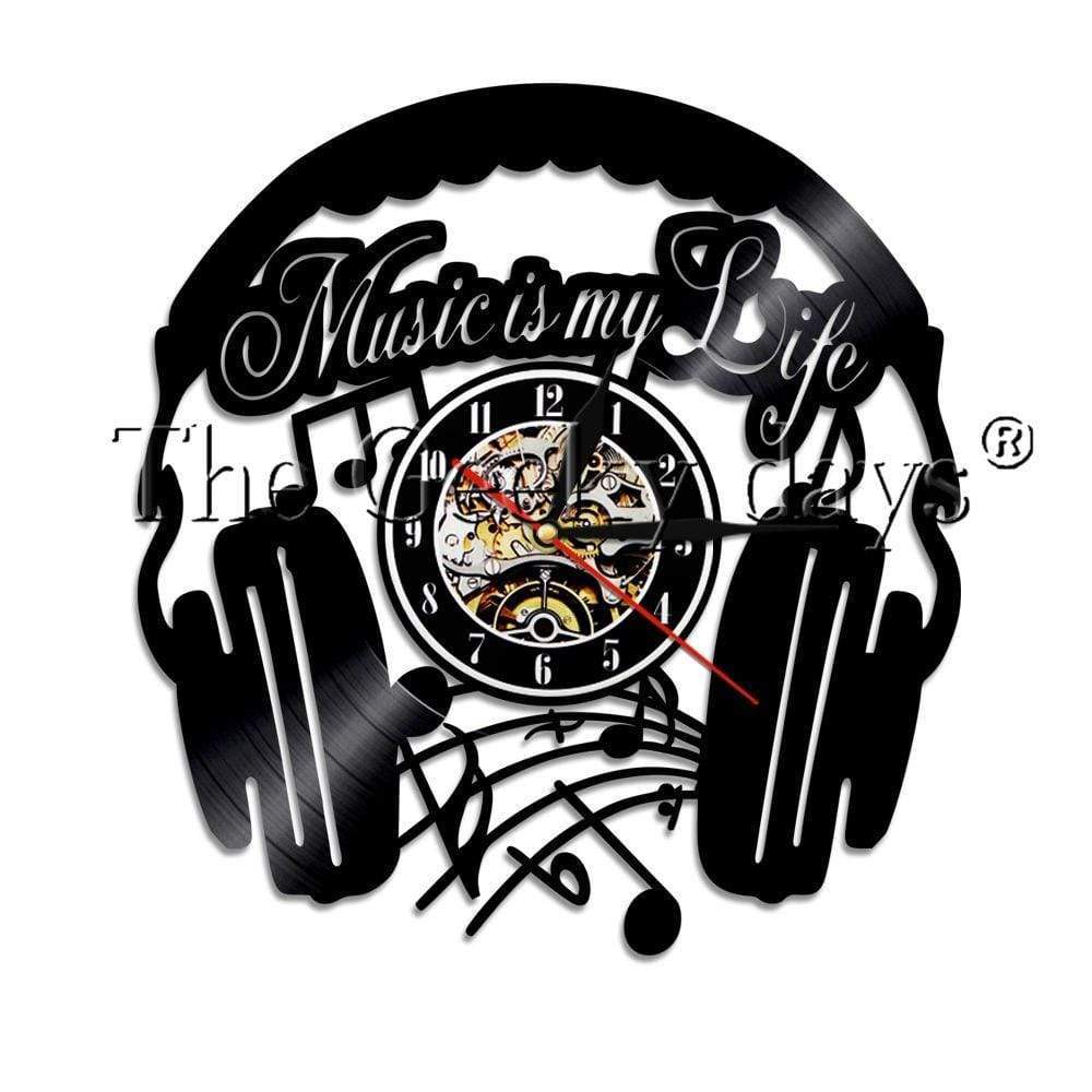 hansleii No Led_0 Music Is My Life Vinyl Record Wall Clock