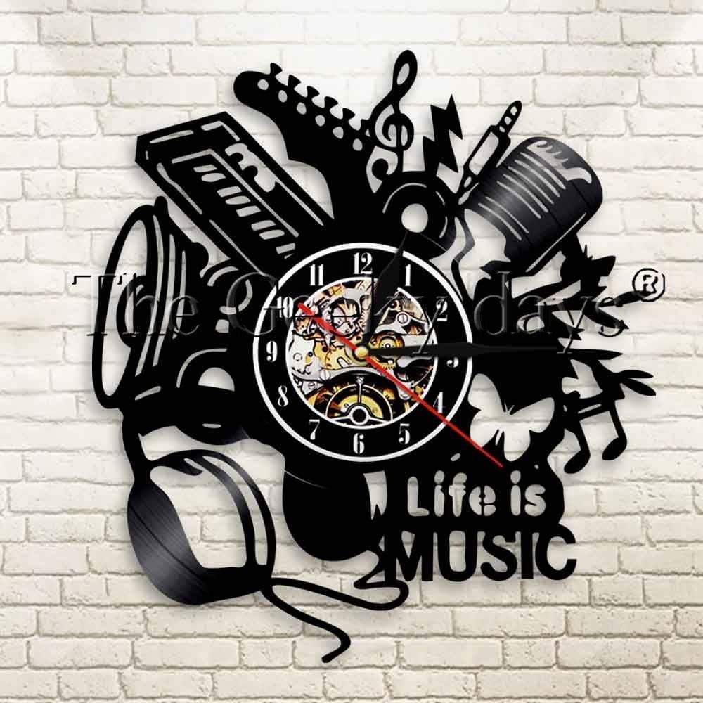 hansleii Music Is My Life Vinyl Record Wall Clock