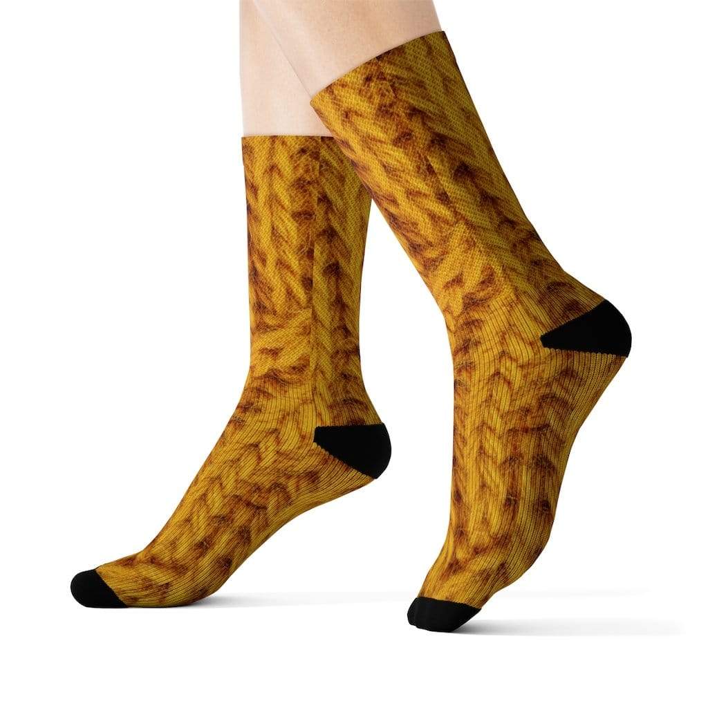 Yellow Pandora Socks Mustard Print Wool Fun Novelty Socks