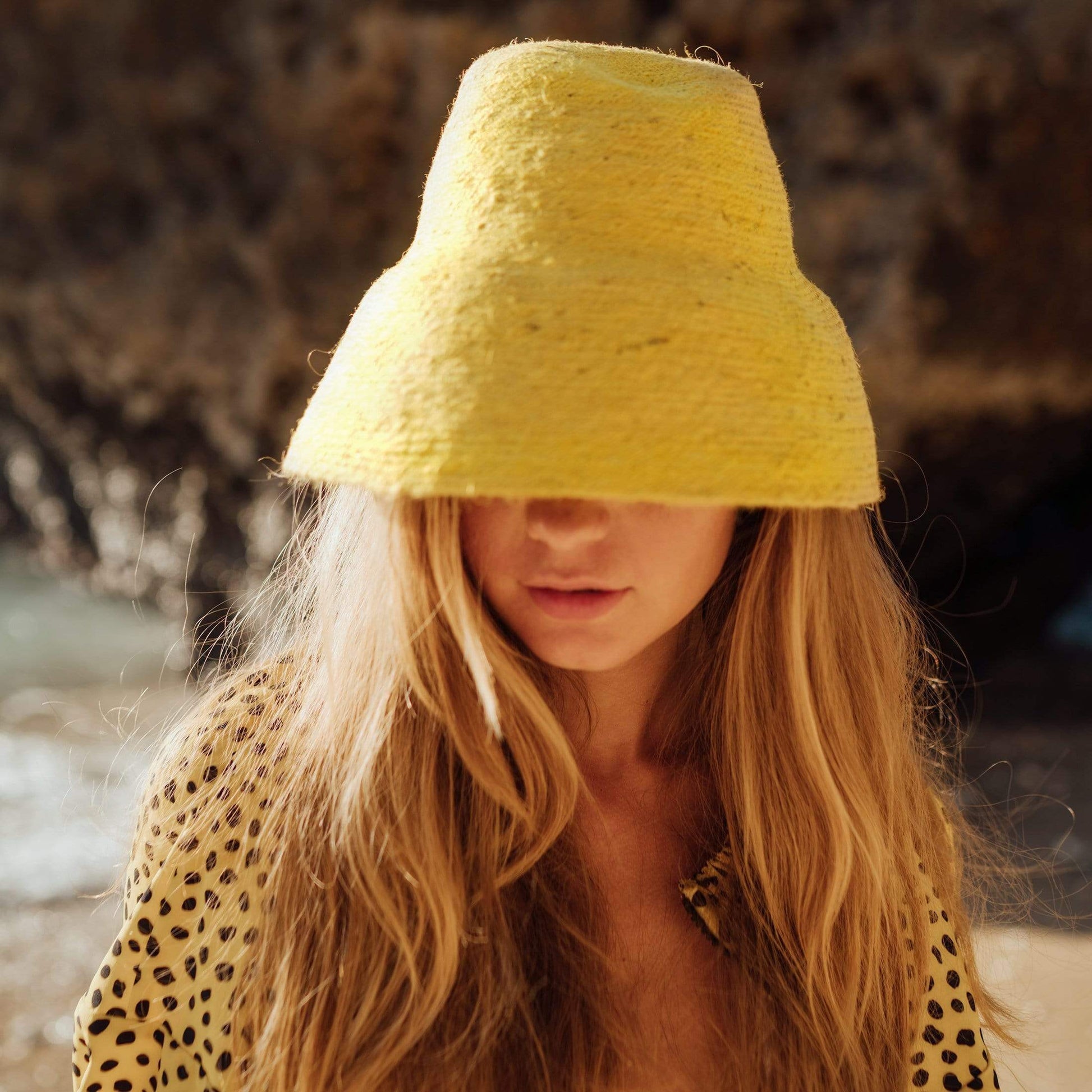 Cocoa Brunn Totes & Beach Bags Yellow NAOMI Jute Bucket Hat, in Yellow