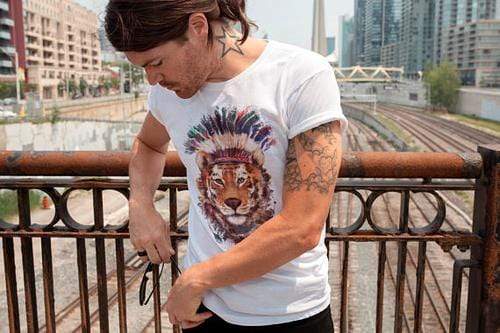Green Lucky Men's Clothing Native American Tiger Men's T