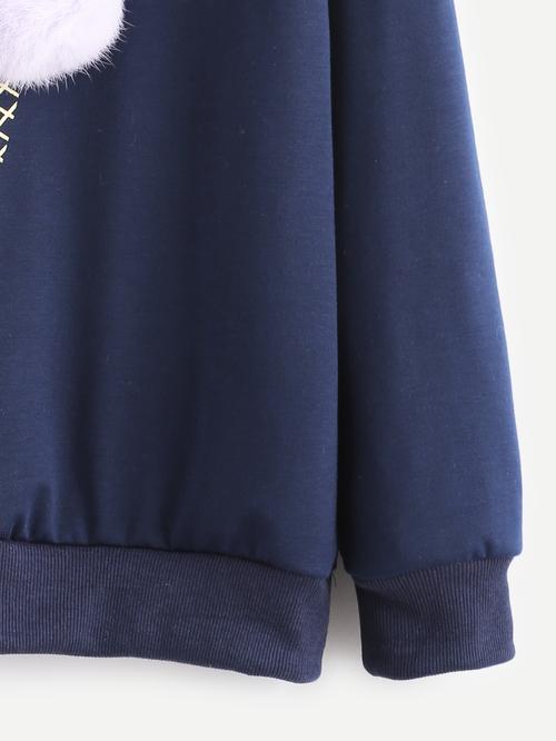Celeste Women's Clothing Navy Ice Cream Print Sweatshirt