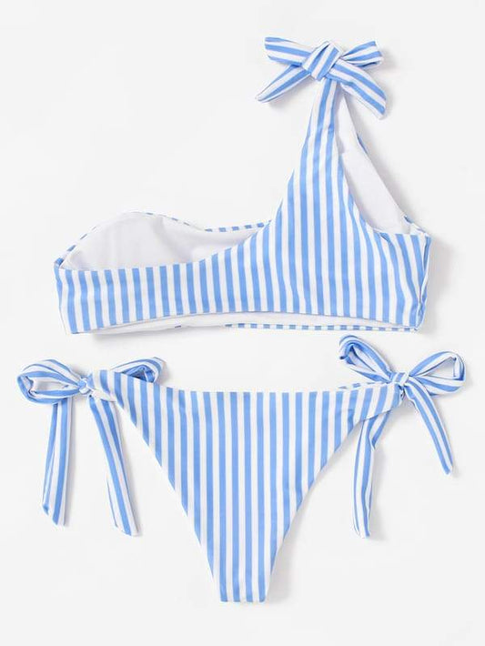 Silver Sam Women's Clothing One Shoulder Top With Tie Side Bikini Set