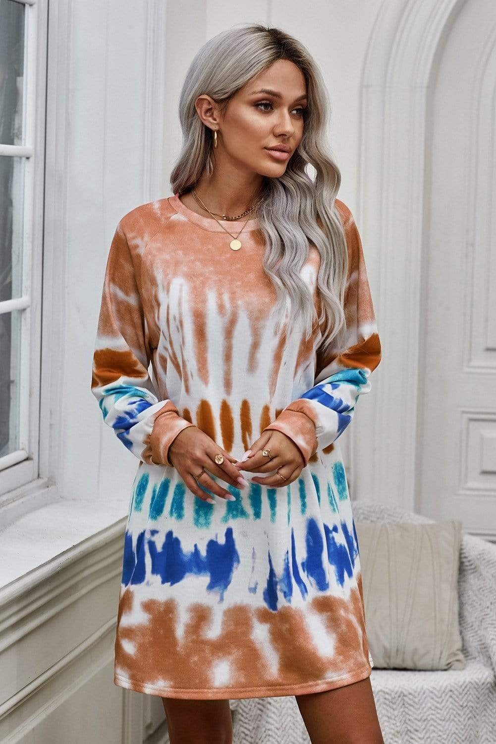 Teal Demeter Dresses Orange Tie Dye Sweatshirt