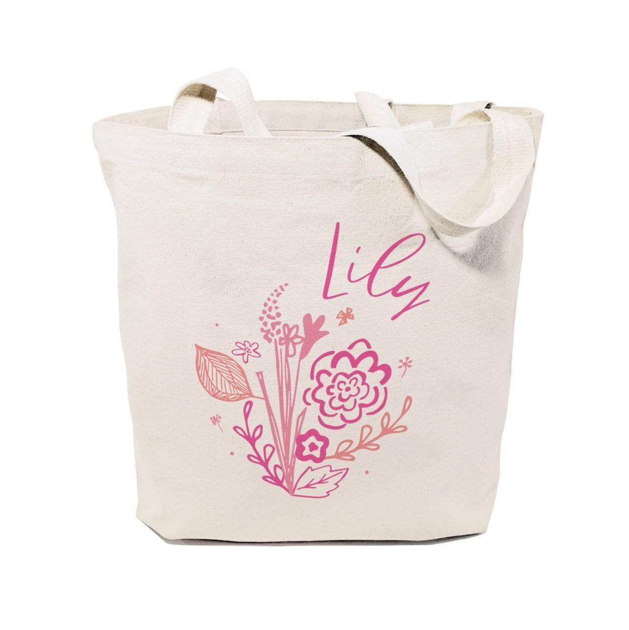 Turquoise Andromeda Totes & Beach Bags Personalized Name Pink Floral Tote Bag