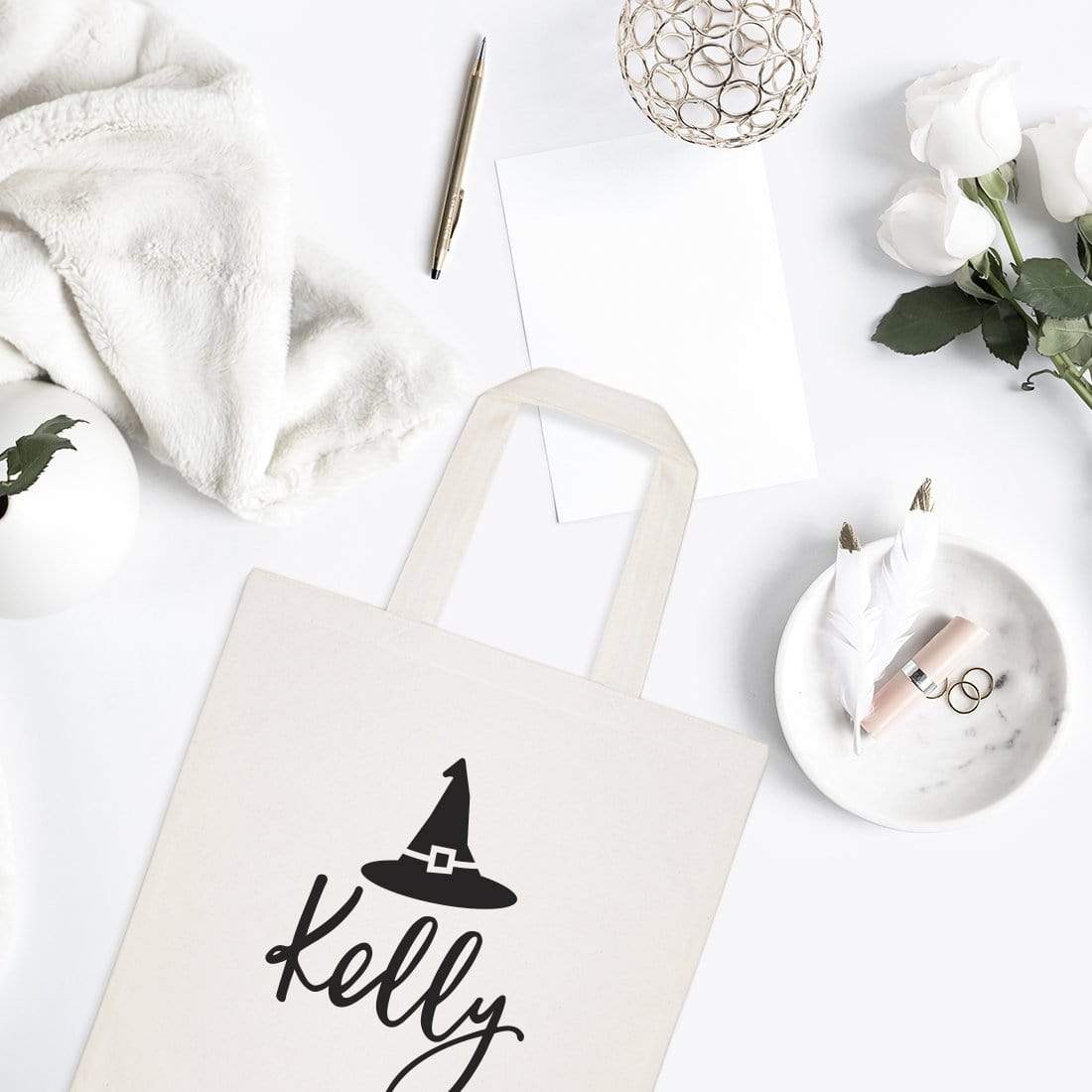 Turquoise Andromeda Totes & Beach Bags Personalized Name Witch Tote Bag