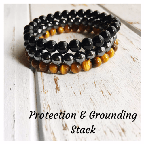 Purple Lily Jewelry & Watches Protection & Grounding Stack ~ 6mm Genuine Black