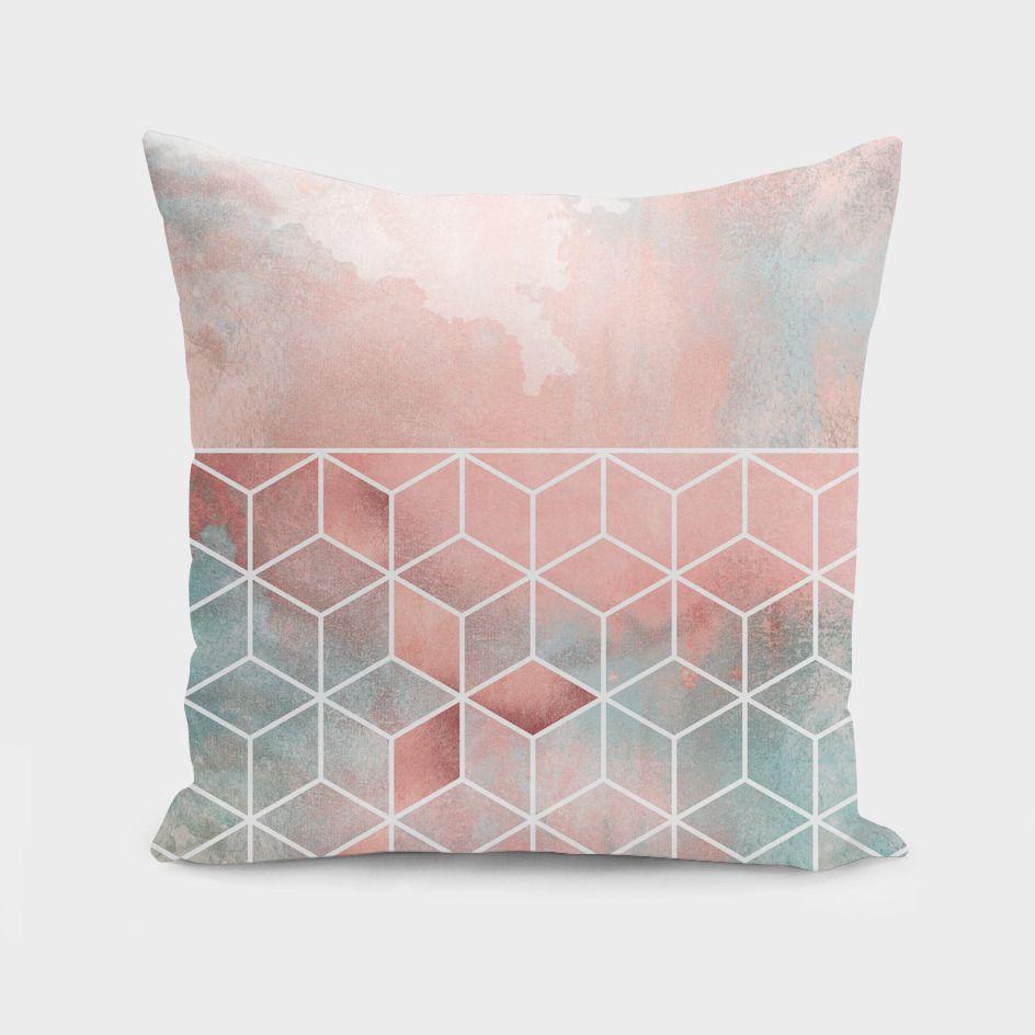 Scorpius Textiles & Pillows Rose Clouds And Cubes Cushion/Pillow