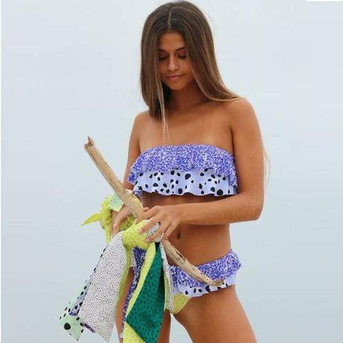 Silver Sam Swimwear L / Z1 Ruffle Bikini Bathing Suit Biquinis Summer Beach Wear Female