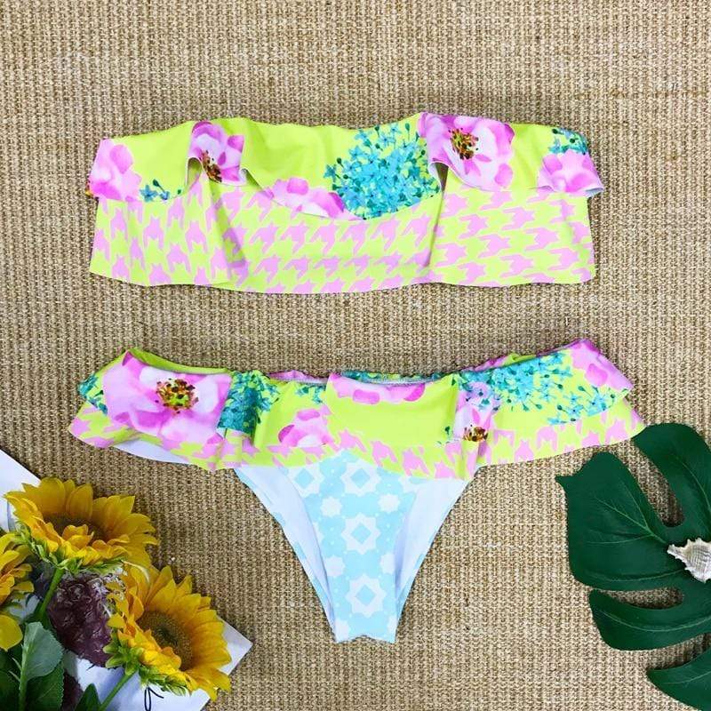 Silver Sam Swimwear Ruffle Bikini Bathing Suit Biquinis Summer Beach Wear Female