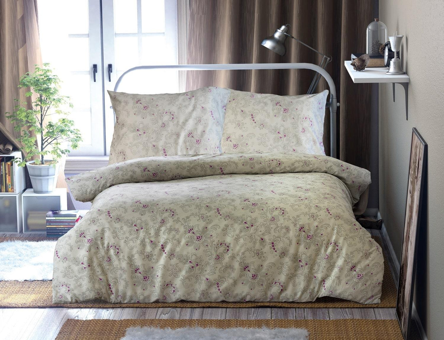 Amethyst Tartarus Home & Garden 160x200 Satin cotton bedding ASHEN 1/EXCLUSIVE