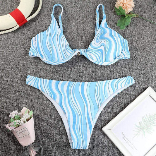 Silver Sam Swimwear Sexy Push Up Bikini Set 2021 Summer Underwired Swimwear Female Wave