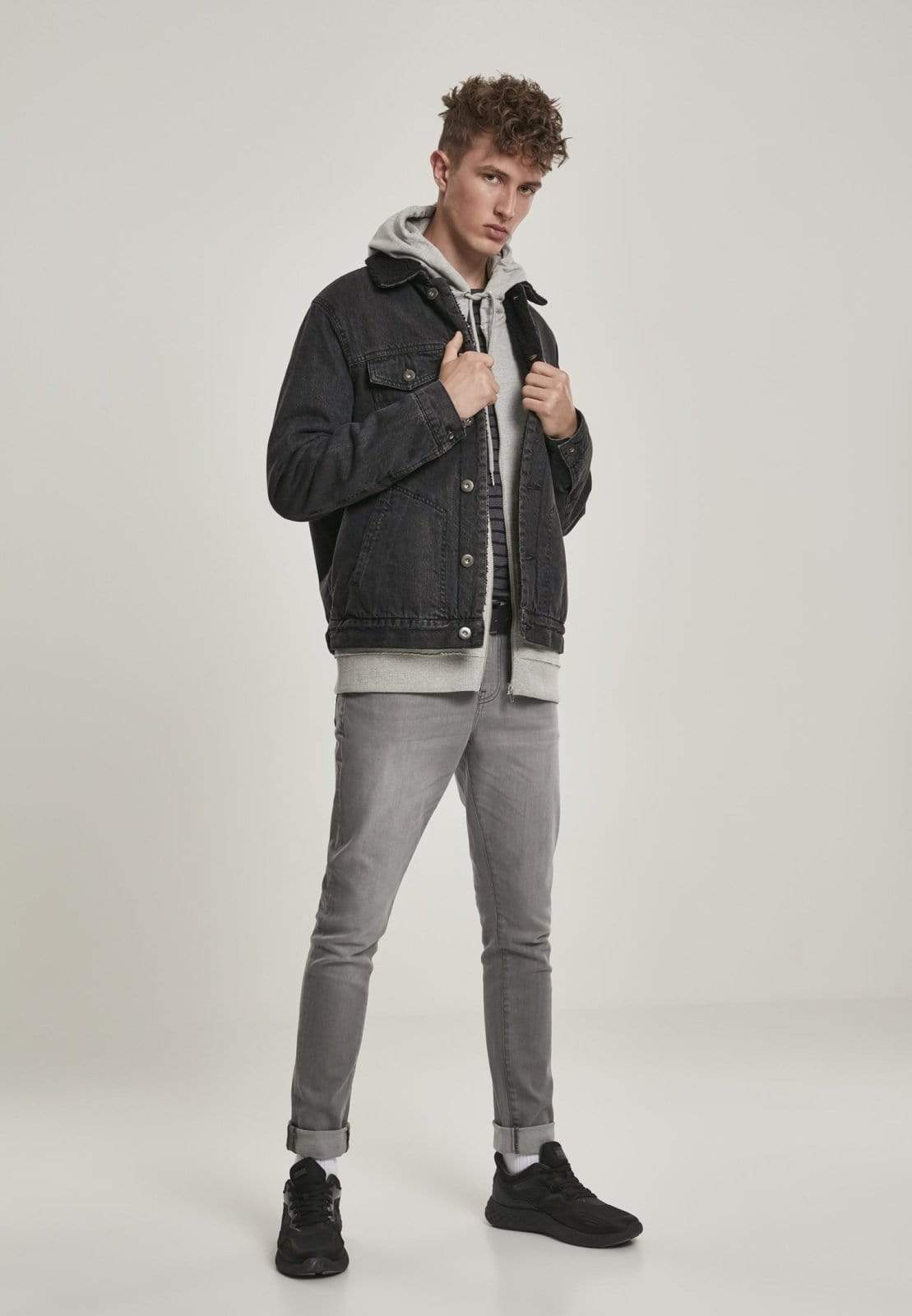 Callisto Men's Clothing Sherpa Lined Jeans Jacket - Black Wash