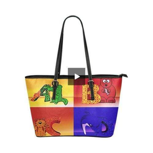 Grey Coco Handbags One Size Shoulder Tote Bag, Colorful Abcd Style Leather Tote Bag
