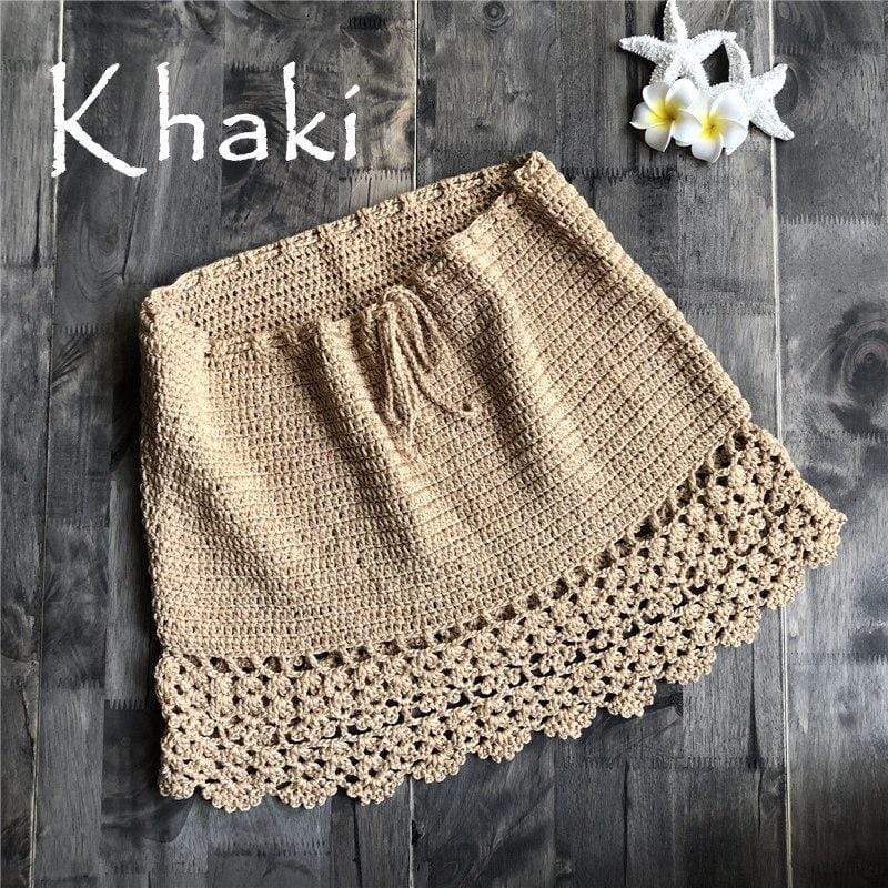 hansleii Simenual Sexy Summer Crochet Swimwear BOHO Mini-Skirts