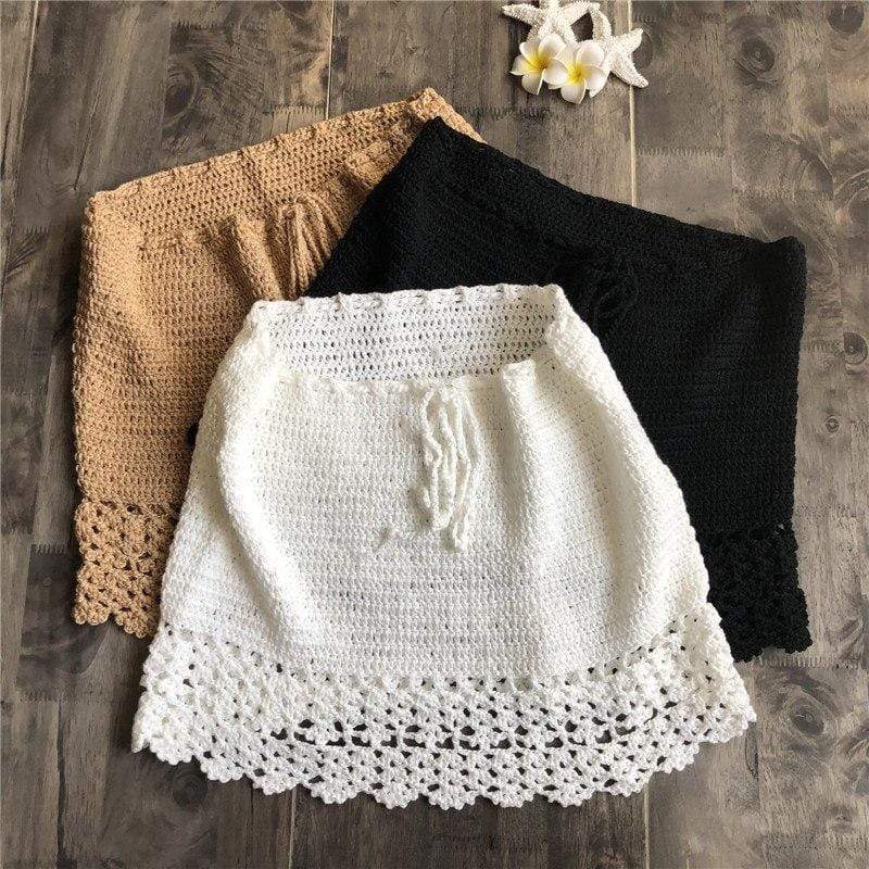 hansleii Simenual Sexy Summer Crochet Swimwear BOHO Mini-Skirts