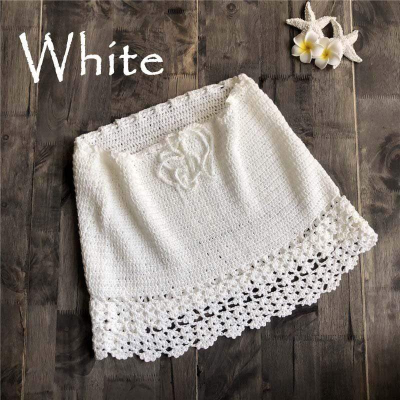 hansleii white / One Size Simenual Sexy Summer Crochet Swimwear BOHO Mini-Skirts