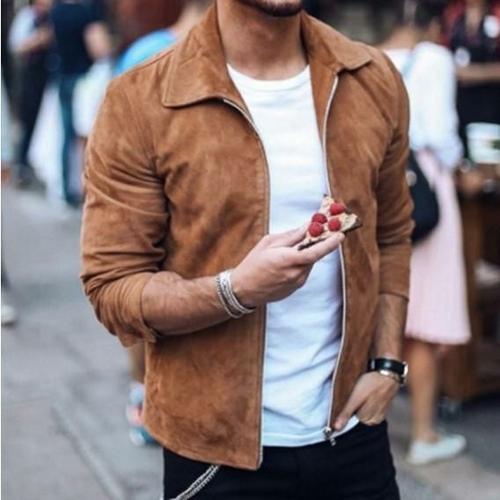 Cjdropshipping Men's Clothing L / Khaki Slim Turn down Collar Jacket