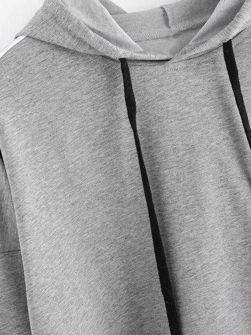 Celeste Women's Clothing Stripe Tape Drop Shoulder Raw Hem Marled Hoodie