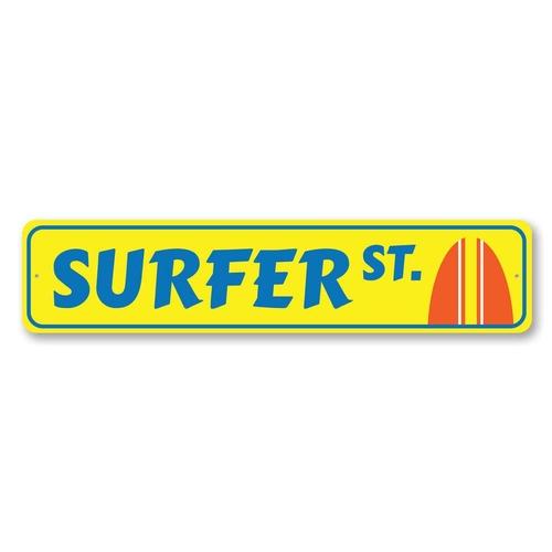 Orchid Eurybia Home Decor 6 x 24 inches Surfer Street Sign