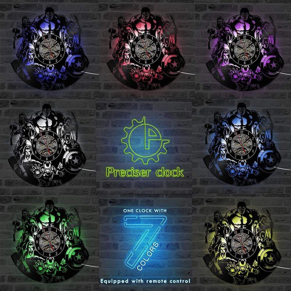 hansleii A with 7 colors / 12 inch The Avengers Shape Vinyl Record Clock LED