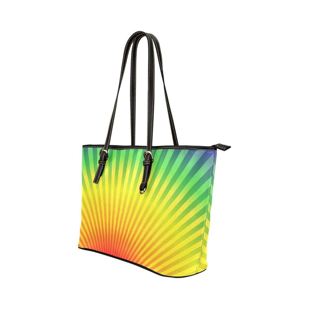 Grey Coco Handbags One Size Tote Bag, Leather Rainbow Radial Handbag
