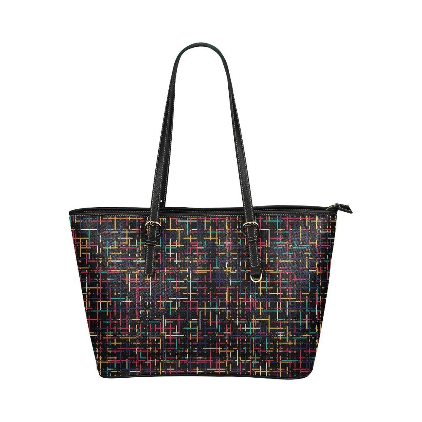Grey Coco Handbags One Size Tote Bags, Black Colorful Stripped Style Bag