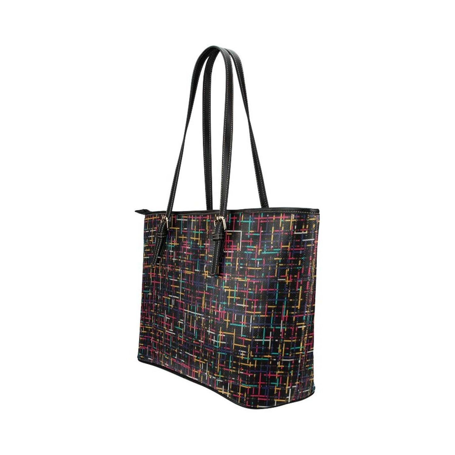Grey Coco Handbags One Size Tote Bags, Black Colorful Stripped Style Bag
