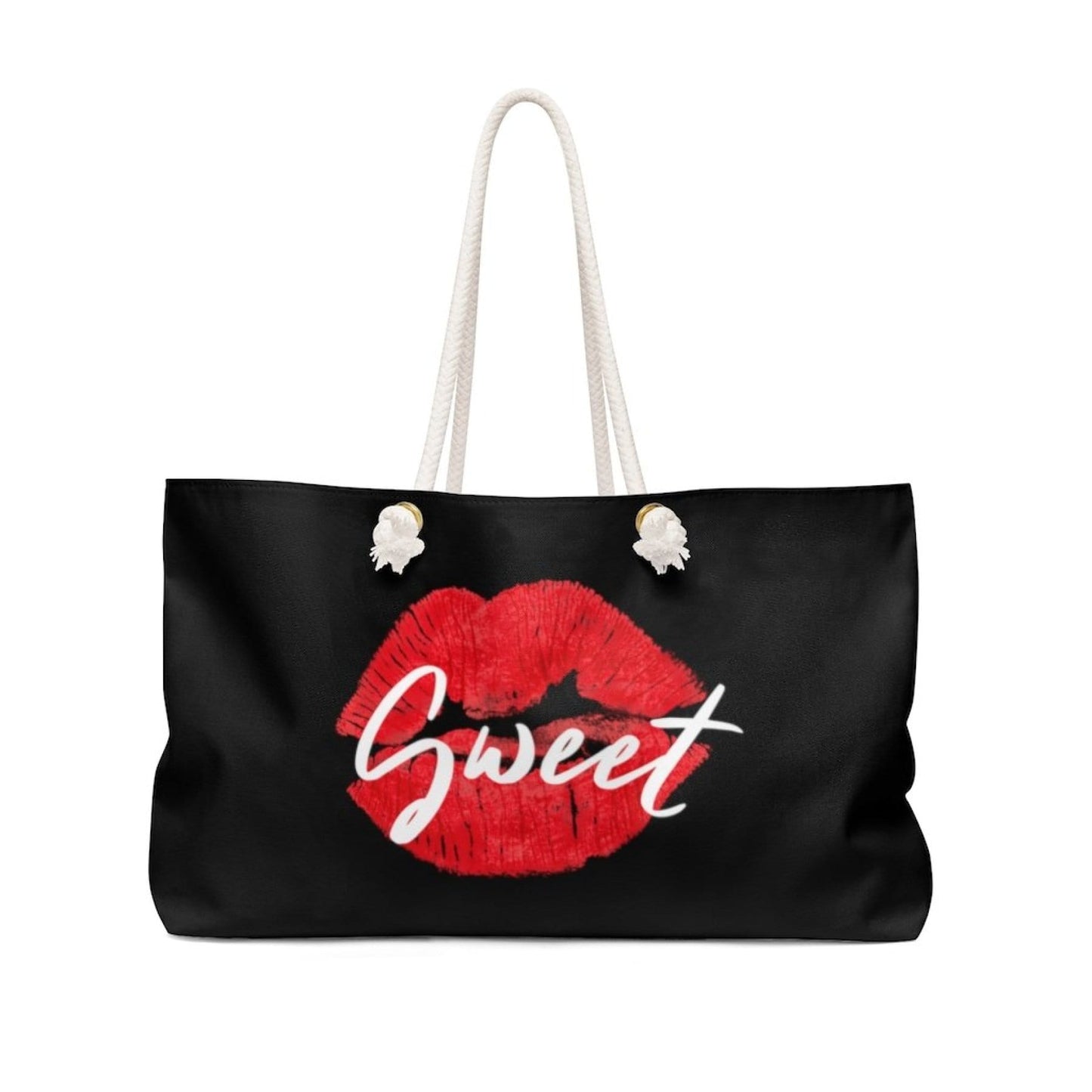 Grey Coco Handbags 24" × 13" Tote Bags, Sweet Kiss Red Lipstick Style Weekender Bag