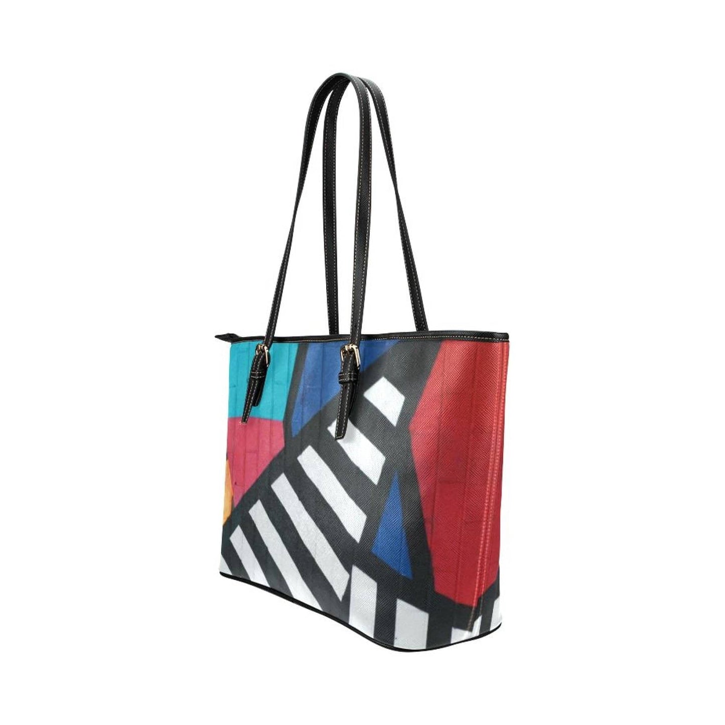 Grey Coco Handbags One Size Tote Shoulder Bag With Colorful Artistic Brick Design