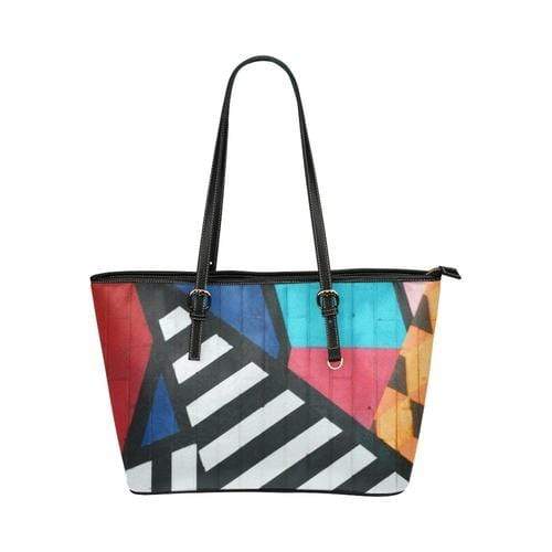 Grey Coco Handbags One Size Tote Shoulder Bag With Colorful Artistic Brick Design