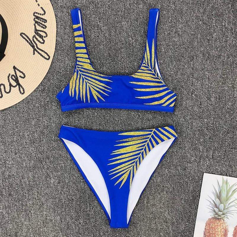 Silver Sam Clothing Tropical Leaves Print Bikini Set Women Swimsuit