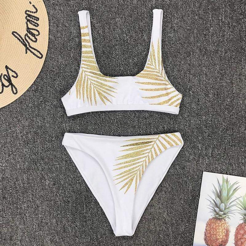 Silver Sam Clothing Tropical Leaves Print Bikini Set Women Swimsuit