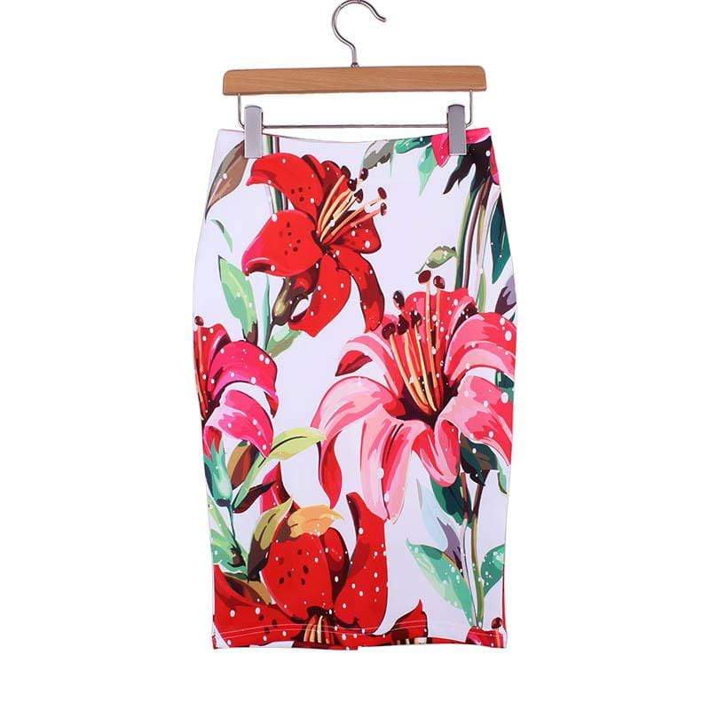 hansleii WWP0017 / M Vintage Flower Pattern Middle Skirt