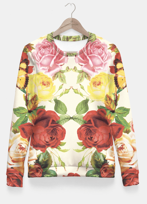 Scorpius Sweaters & Hoodies Vintage flowers illustration Fitted Waist Sweater