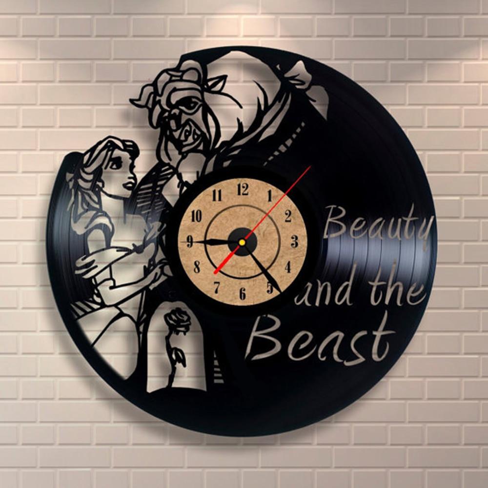 samauk Vinyl Clock Modern Design Decorative Black Art Watch Clock Saat for Living Room Decoration