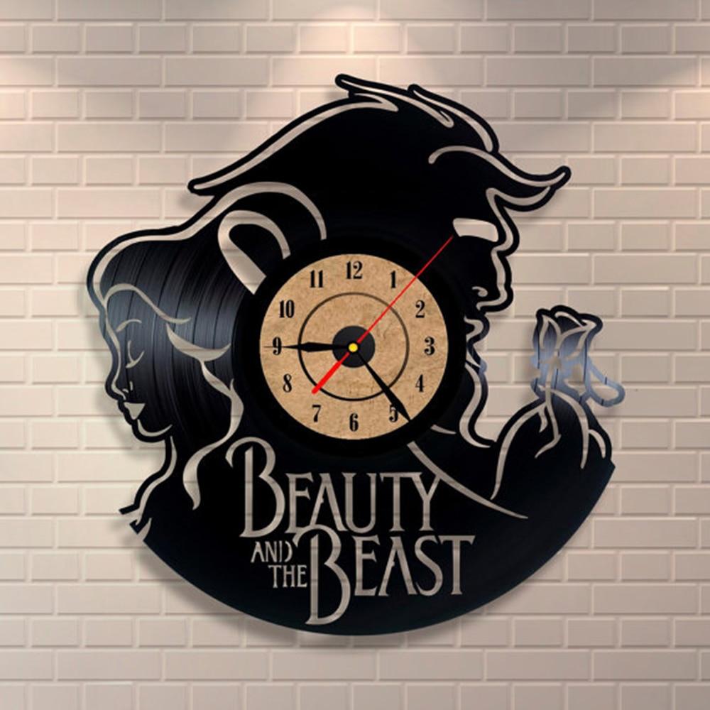 samauk Vinyl Clock Modern Design Decorative Black Art Watch Clock Saat for Living Room Decoration